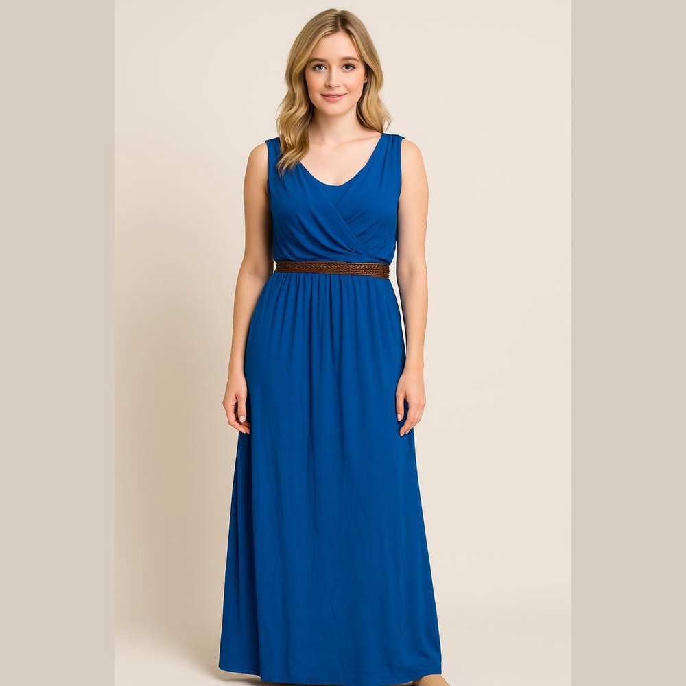 Kelly By Clinton Kelly Turquoise Blue Maxi Dress Size XS Tie Back Adjustable NEW